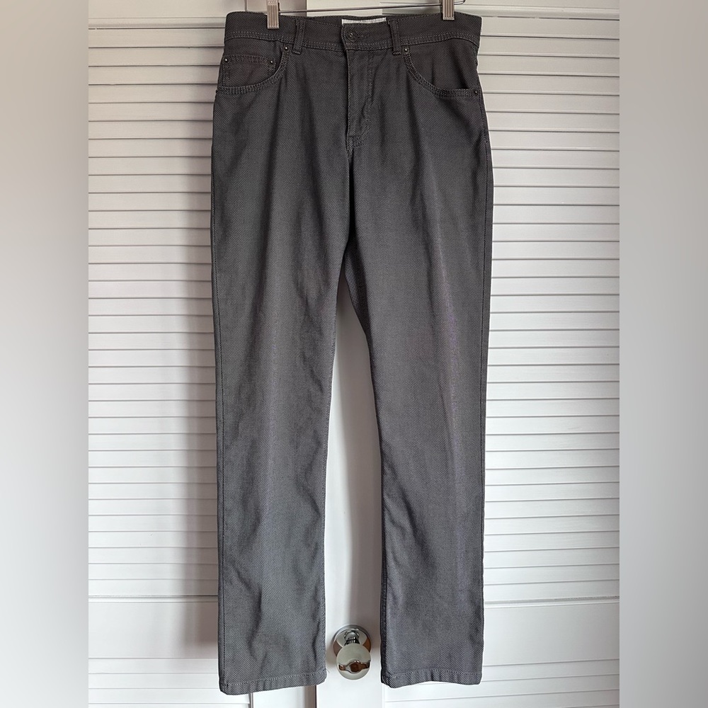 Brax Cooper Fancy Pants Mens 30x32 Gray Regular Fit Flat Front Stretch